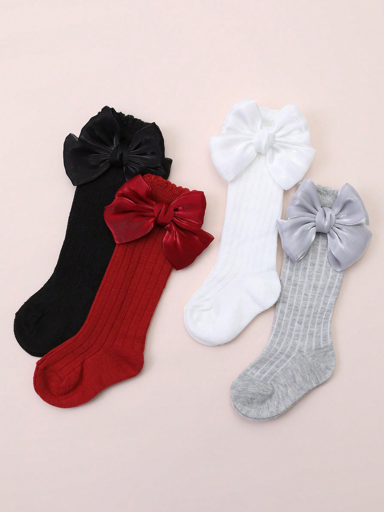 4 쌍의 아기 소녀 양말, 측면 리본 장식, 0-36  - Baby Sock Oximeter 리뷰 및 가격