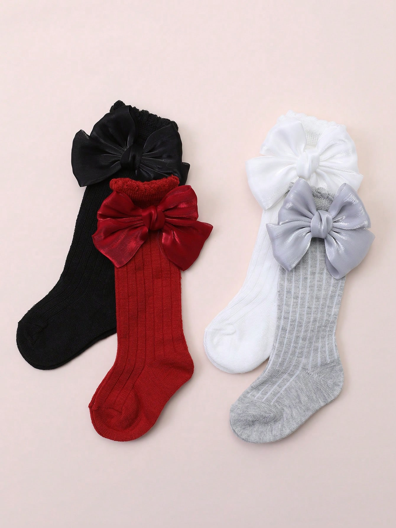 4 쌍의 아기 소녀 양말, 측면 리본 장식, 0-36  - Baby Sock Oximeter 리뷰 및 가격