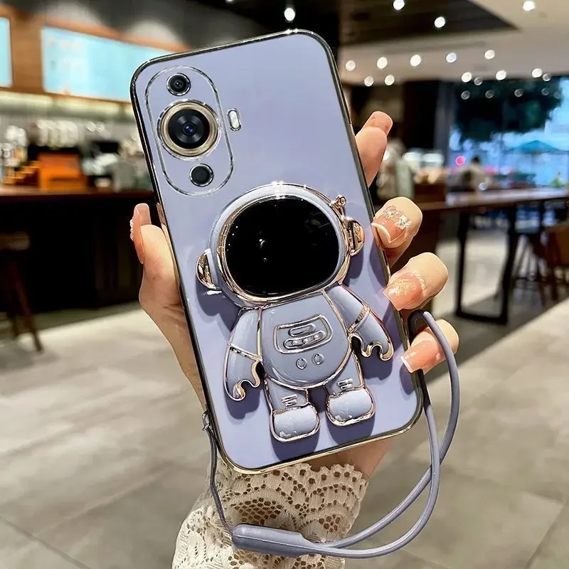 3D 만화 우주 비행사 거치대 도금 케이스, 화웨이 노 - Huawei Nova 12 리뷰 및 가격
